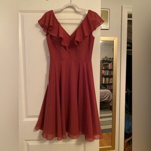 JJs House Red Ruffle Mini Dress